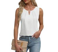 Chicrise Top Damen Sommer Tank Oberteile V Ausschnitt 2025 Comma Bluse Elegant Weißes Mittel 38-40