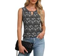 Chicrise Top Damen Sommer Tank Oberteile V Ausschnitt 2026 Comma Bluse Elegant SchwarzPaisley Mittel 38-40