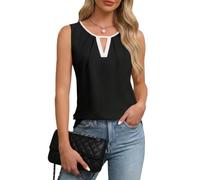 Chicrise Top Damen Sommer Tank Oberteile V Ausschnitt 2026 Comma Bluse Elegant SchwarzWeiß X-Klein 30-32