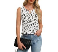 Chicrise Top Damen Sommer Tank Oberteile V Ausschnitt 2026 Comma Bluse Elegant Weiße-Blumenmuster Mittel 38-40 M