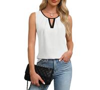 Chicrise Top Damen Sommer Tank Oberteile V Ausschnitt 2026 Comma Bluse Elegant WeißSchwarz Groß 42-44