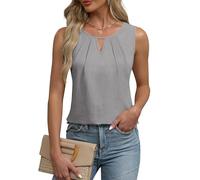 Chicrise Top Damen Sommer Tank Oberteile V Ausschnitt Comma Bluse Elegant Grau Mittel 38-40