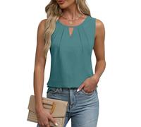 Chicrise Top Damen Sommer Tank Oberteile V Ausschnitt Comma Bluse Elegant Grün X-Klein 30-32