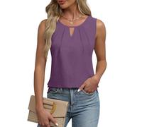 Chicrise Top Damen Sommer Tank Oberteile V Ausschnitt Comma Bluse Elegant Lila Klein 34-36