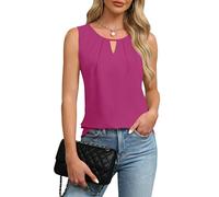 Chicrise Top Damen Sommer Tank Oberteile V Ausschnitt Comma Bluse Elegant Rot Klein 34-36