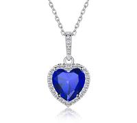 ChicSilver 925 Damenkette Anhängerkette mit Herz Kristallen, Geburtsstein, 12 Monate Geburtstagsserie Sept. Blue Sapphire …