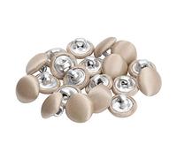 CHICTRY 20 x Knöpfe Stoff Bezogen Stoffknöpfe Set Vintage 10mm Metallknöpfe Rund Mini Ösenknopf mit Öse Hochzeit Kleidung Champagne One Size