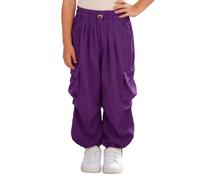 CHICTRY Baggy Jogginghose Kinder Mädchen Jungen Lang Trainingshose Lose Jogger Hose Elastische Taille Casual Freizeithose Sporthose Outdoor Mit Taschen Violett 146-152