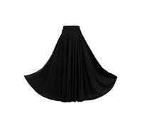 CHICTRY Damen Tanzrock Einfarbig Flamenco Dance Lange Rock Maxirock Faltenrock Tango Latein Walzer Bauchtanz Ballroom Wettbewerb Kostüm Schwarz 6XL