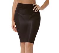 CHICTRY Durchsichtig Bleistiftrock Damen Sexy Mesh Spitze Patchwork Unterrock Kurz Stretch Glossy Minirock Öl Glänzend Reizwäsche Schwarz One Size