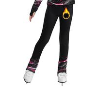 CHICTRY Eiskunstlauf Hose Mädchen Thermo Kinder Fleece Gefütterte Leggings Farbblock Patchwork Gymnastikhose High Waist Tanzhose Sportswear Hot Pink B 146-152