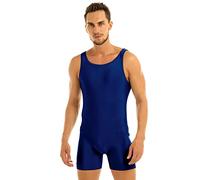 CHICTRY Herren Wrestling Singuletts Athletic Supporters Slim Fit Sport Bodysuit Einteilige ärmellose Active Wrestling Trikot Gewichtheben Jumpsuits Marine Blau XXL