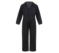 CHICTRY Kinder Arbeitsoverall Jungen Mädchen Ganzkörper Jumpsuit Langarm Reverskragen Hemd Lang Arbeitshose Latzhose Einteiler Schutzanzug Arbeitskleidung Schwarz 146-152