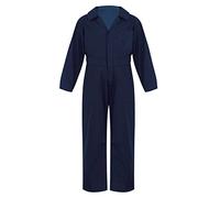 CHICTRY Kinder Arbeitsoverall Jungen Mädchen Ganzkörper Jumpsuit Langarm Reverskragen Hemd Lang Arbeitshose Latzhose Einteiler Schutzanzug Arbeitskleidung Dunkelblau 146-152