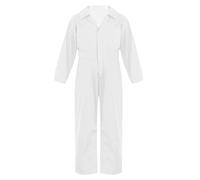 CHICTRY Kinder Arbeitsoverall Jungen Mädchen Jumpsuit Ganzkörper Arbeitshose Lang Latzhose Einteiler Schutzanzug Gr.110-176 Elfenbein 146-152