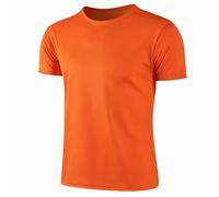 CHICTRY Kinder Junge Kurzarm Shirt T-Shirt Sommer Rundhals Oberteil Stretch Sportshirt Atmungsaktiv Sport Gym Schnelltrockend Funktionsshirt Slim Fit Orange 104-110