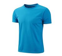 CHICTRY Kinder Junge Kurzarm Shirt T-Shirt Sommer Rundhals Oberteil Stretch Sportshirt Atmungsaktiv Sport Gym Schnelltrockend Funktionsshirt Slim Fit Blau 128-134