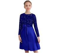 CHICTRY Samtkleid Mädchen Langarm Prinzessin Kleid Pailletten Glitzer Festkleid A Linien Partykleid Weihnachten Outfit Kinder Für 3-16 Jahre