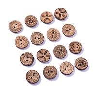 Chifans 50 Stück Vintage Knöpfe Holzknöpfe Kokosknöpfe Bunt Knöpfe Vintage Nähen Knöpfe Brown 2 Löcher Runde Knöpfe Zarte Knöpfe für Nähen Handwerk Scrapbooking Craft Tiere,18 m (Rund)