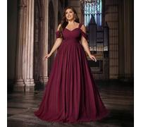 Chiffon A-Linie Brautjungfern Hochzeitsgast Langes Kleid in Große Größen, geeignet für Frühlings-/Sommerfeste, Cocktailpartys, Abendkleider