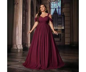 Chiffon A-Linie Brautjungfern Hochzeitsgast Langes Kleid in Große Größen, geeignet für Frühlings-/Sommerfeste, Cocktailpartys, Abendkleider