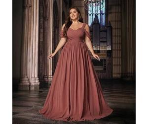Chiffon A-Linie Brautjungfern Hochzeitsgast Langes Kleid in Große Größen, geeignet für Frühlings-/Sommerfeste, Cocktailpartys, Abendkleider