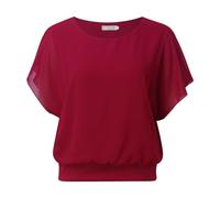 Chiffon Bluse Damen Festlich, Oberteil Damen Elegant,Hemd Damen Sommer Halbarm Blusen Rundhals Hemdbluse Lässige Damenblusen Oversized Sommerhemd Dolman Ärmel Oberteile Locker Damenbluse