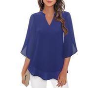 Chiffon Bluse Damen Festlich Oberteile Elegant Hemd Sommer V Ausschnitt Blusen Locker Hemdbluse Blütenblattärmel Sommerbluse Lässige Modernem Damenblusen Modernem Blusenshirt Sommerhemd
