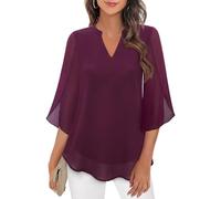 Chiffon Bluse Damen Festlich Oberteile Elegant Hemd Sommer V Ausschnitt Blusen Locker Hemdbluse Blütenblattärmel Sommerbluse Lässige Modernem Damenblusen Modernem Blusenshirt Sommerhemd
