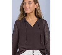 Langarmbluse STREET ONE, Damen, Gr. 42, braun (ruby vine), Stoff, Obermaterial: 100% Polyester. Futter: 100% Modal, unifarben, klassisch normal, Rundhals, Bündchen, Blusen, in Unifarbe (31493831-42) r