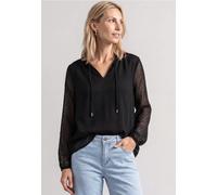 Langarmbluse STREET ONE, Damen, Gr. 38, schwarz, Stoff, Obermaterial: 100% Polyester. Futter: 100% Modal, unifarben, klassisch normal, Rundhals, Bündchen, Blusen, in Unifarbe (77582024-38) schwarz