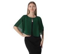 Chiffon Capelet Damen Weiche Umhänge Schals und Wraps für Abendkleid Hochzeit Cape Cover Up, Dunkelgrün, Einheitsgröße