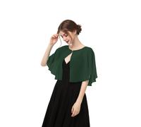 Chiffon-Capelet f?r Damen, weicher Umhang, Schal und Wickel f?r Abendkleid, Hochzeit, Cape-?berzug (Dunkelgr?n)