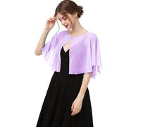 Chiffon-Capelet f?r Damen, weicher Umhang, Schal und Wickeltuch f?r Abendkleid, Hochzeit, Cape-?berzug (Flieder)