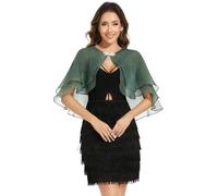 Chiffon Capes für Damen, Boleros, Festliche Sommer Shrug Tücher, Leichte, Weiche Capelets, Elegante Hochzeitsüberwürfe, Wickeltücher, Schals für Kleider, Grün, Einheitsgröße, Passform Xs 3XL