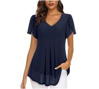 Chiffon Hemd Damen Batwing Bluse V Ausschnitt T-Shirts Mesh Oberteile Uni Farbe Top Casual Tshirt Sommer Tee Shirts Elegant T-Shirt 1 Euro Artikel ohne versandkosten