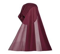 Chiffon Instant Hijab für Frauen Muslim Unterschal Schlauchkappe mit Schleier Mode Islam Einfarbig Kopftuch Turban Wrap, weinrot, Einheitsgröße