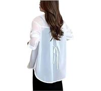 Chiffon-Shirt mit Sonnenschutz for den Sommer, Seiden-Sonnenschutz-Shirt, leichte, transparente Chiffon-Bluse mit Sonnenschutz for Damen(White,XL)