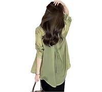 Chiffon-Shirt mit Sonnenschutz for den Sommer, Seiden-Sonnenschutz-Shirt, leichte, transparente Chiffon-Bluse mit Sonnenschutz for Damen(Green,XS)