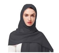 Chiffon Solider weicher muslimischer lockerer und eleganter langer Turban-Damenschal (Grey, One Size)