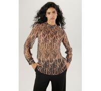 Chiffonbluse ANISTON SELECTED, Damen, Gr. 40, braun (braun, schwarz), Chiffon, Obermaterial: 100% Polyester, bedruckt, lässig geschnitten hüftbedeckend, 1-Knopf-Manschette, Blusen Chiffonbluse, transp