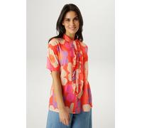 Chiffonbluse ANISTON SELECTED, Damen, Gr. 42, orange, flieder, beige, apricot, rosa, Web, Obermaterial: 100% Polyester, bedruckt, geblümt, gemustert, figurumspielend hüftbedeckend, Blusen Chiffonbluse