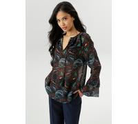 Chiffonbluse ANISTON SELECTED, Damen, Gr. 46, marine, hellblau, weiß, gelb, terra, grün, beige, Chiffon, Obermaterial: 100% Polyester, bedruckt, geblümt, gemustert, leicht transparent, lässig geschnit