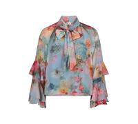 Vera Mont Damen Chiffonbluse mit Volant 36, Blue/Rosé