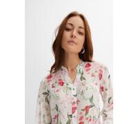 Chiffonbluse BONPRIX, Damen, Gr. 38, wollweiß geblümt, Web, Obermaterial: 100% Polyester, loose fit, Blusen Chiffonbluse, Loose Fit, für festliche Anlässe, mit langem Arm (60518414-38) wollweiß geblüm