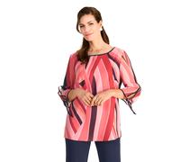 Chiffonbluse, Damen, Gr. 38, bunt (koralle, marine), Web, Obermaterial: 100% Polyester, HERMANN LANGE COLLECTION, gemustert, regular fit normal, U-Boot-Ausschnitt, mit Bindeband,mit Schlitz, Blusen Ch