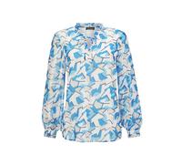 Chiffonbluse GOLDNER "Bluse", Damen, Gr. 54, blau (blau, gemustert), Obermaterial: 100% Polyester PES., Manschette, Blusen Chiffonbluse, Mit femininen Rüschendetails (27391718-54) blau, gemustert