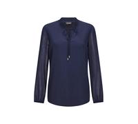 Chiffonbluse GOLDNER "Kurzgröße Elegante Jersey-Bluse mit Rundhals", Damen, Gr. 19, blau (marine), Obermaterial: 100% Polyester PES., Modisch, figurumspielend, Gummibündchen, Blusen Chiffonbluse, Gumm