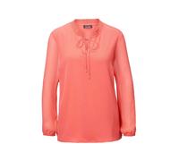 Chiffonbluse GOLDNER "Kurzgröße Elegante Jersey-Bluse mit Rundhals", Damen, Gr. 21, orange (koralle), Obermaterial: 100% Polyester PES., Modisch, figurumspielend, Gummibündchen, Blusen Chiffonbluse, G