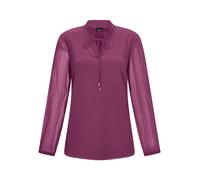 Chiffonbluse GOLDNER "Kurzgröße Elegante Jersey-Bluse mit Rundhals", Damen, Gr. 24, pink (beere), Obermaterial: 100% Polyester PES., Modisch, figurumspielend, Gummibündchen, Blusen Chiffonbluse, Gummi